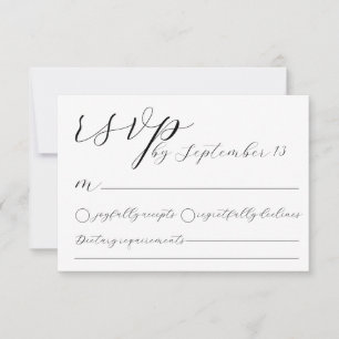 Minimalist Wedding RSVP Card Simple Black &White
