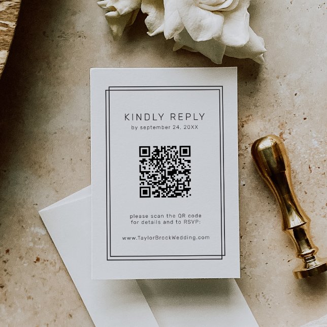 Minimalist Wedding RSVP Card with QR Code / AVERY (Minimalist Wedding RSVP Card with QR Code / AVERY)