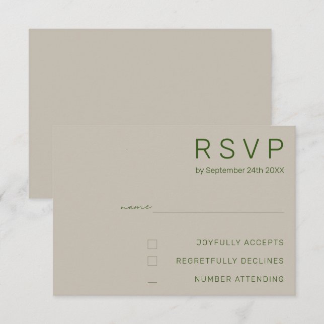 Minimalist Wedding RSVP Cards (Front/Back)