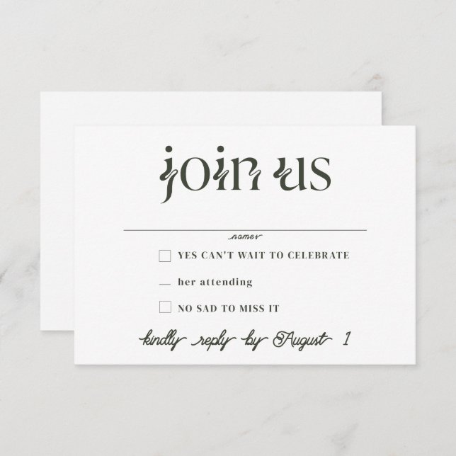 Minimalist Wedding RSVP Cards (Front/Back)