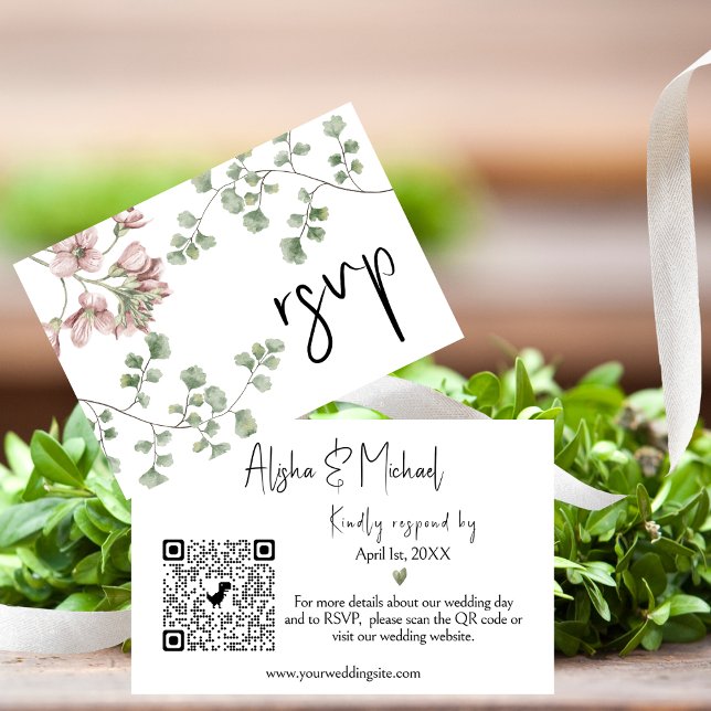 Minimalist Wedding RSVP QR Code Enclosure Card (Creator Uploaded)