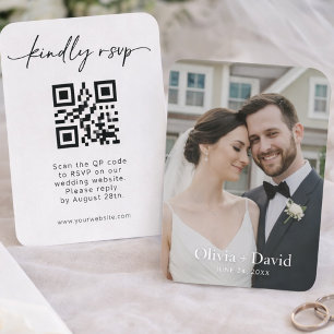 Minimalist Wedding RSVP QR Code Script Design Business Card