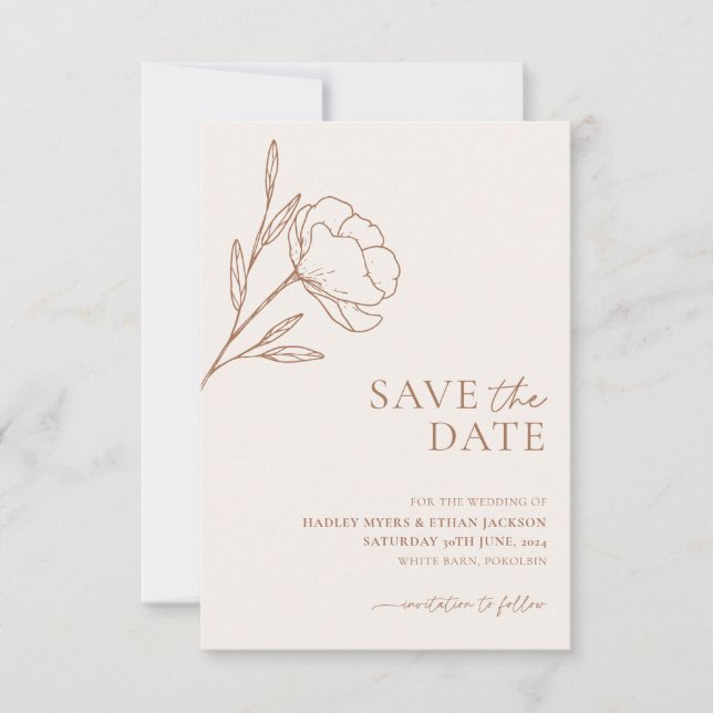 Minimalist Wedding Save the Date Botanical  (Front)