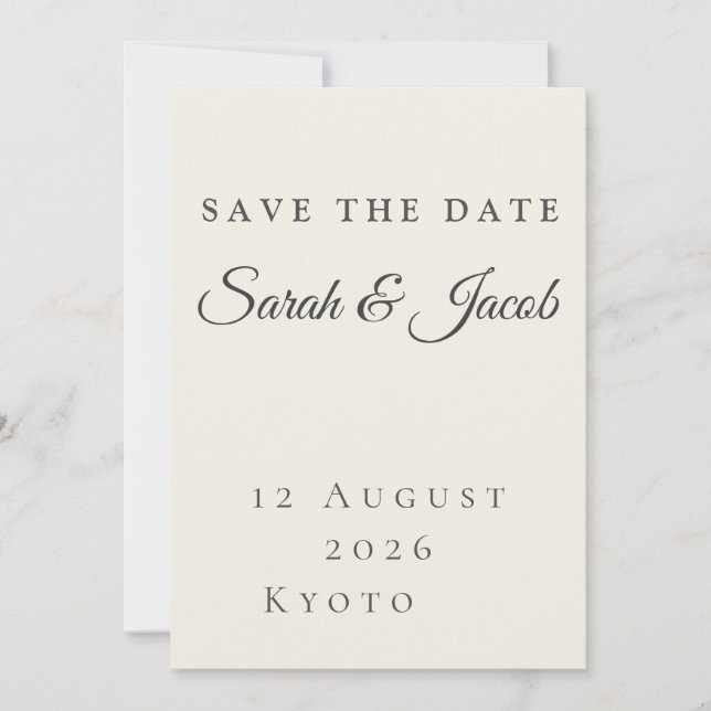 Minimalist Wedding Save the Date Card (Front)