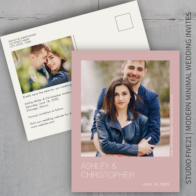 Minimalist Wedding Save-the-Date Photo Postcard (Creator Uploaded)