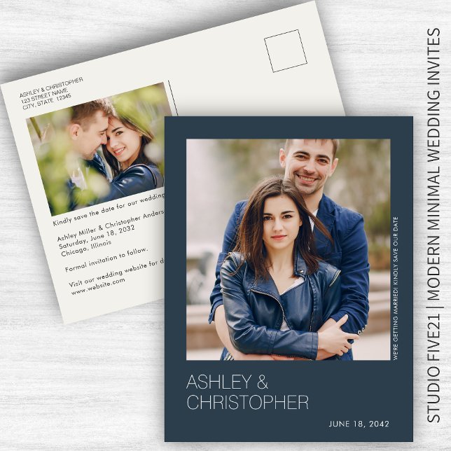 Minimalist Wedding Save-the-Date Photo Postcard (Creator Uploaded)