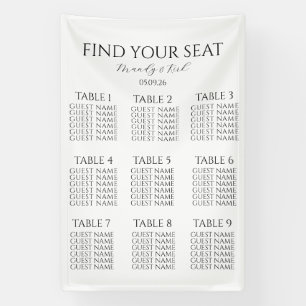 Minimalist Wedding Seating Chart Custom Modern Banner