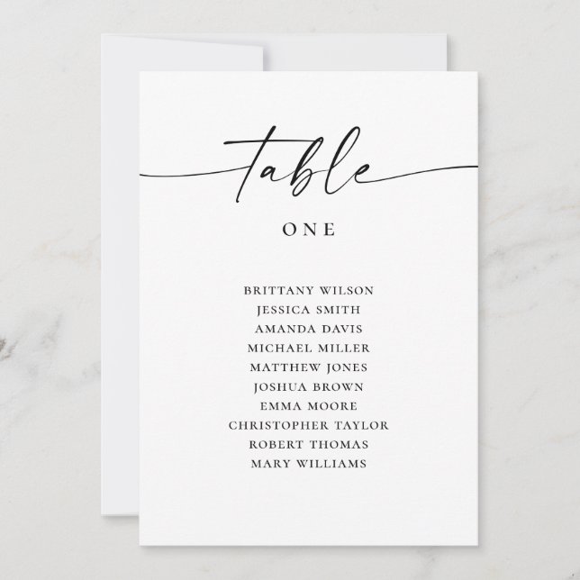 Minimalist Wedding Seating Chart | Modern Script Invitation (Front)