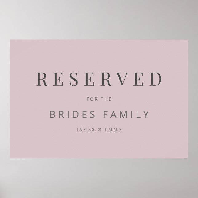 Minimalist Wedding Sign Dusky Rose (Front)