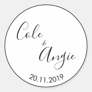 Minimalist Wedding Sticker with Thin Line Border