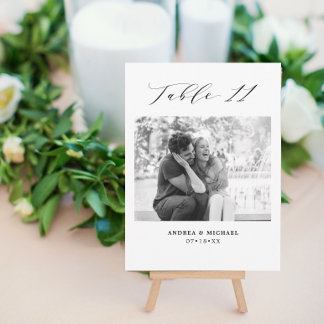 Minimalist Wedding Table 11 Number & Pictures Card