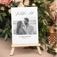Minimalist Wedding Table 13 Number & Pictures Card