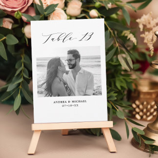 Minimalist Wedding Table 13 Number & Pictures Card