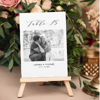 Minimalist Wedding Table 15 Number & Pictures Card