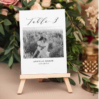 Minimalist Wedding Table 3 Number & Pictures Card