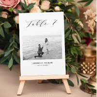 Minimalist Wedding Table 7 Number & Pictures Card