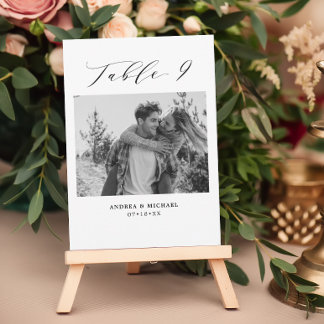 Minimalist Wedding Table 9 Number & Pictures Card