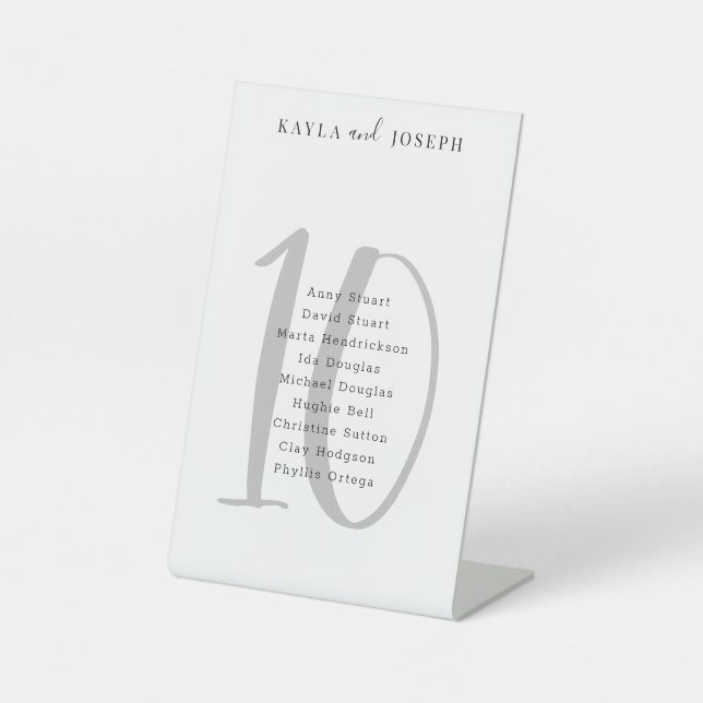 Minimalist Wedding Table Number 10 Pedestal Sign (Front)