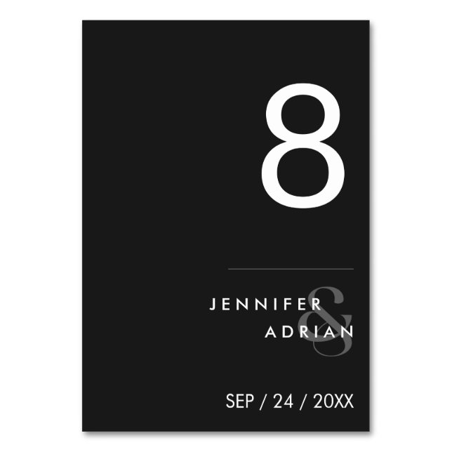 Minimalist Wedding Table Number - Customizable (Front)