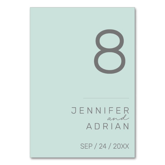 Minimalist Wedding Table Number - Customizable (Front)