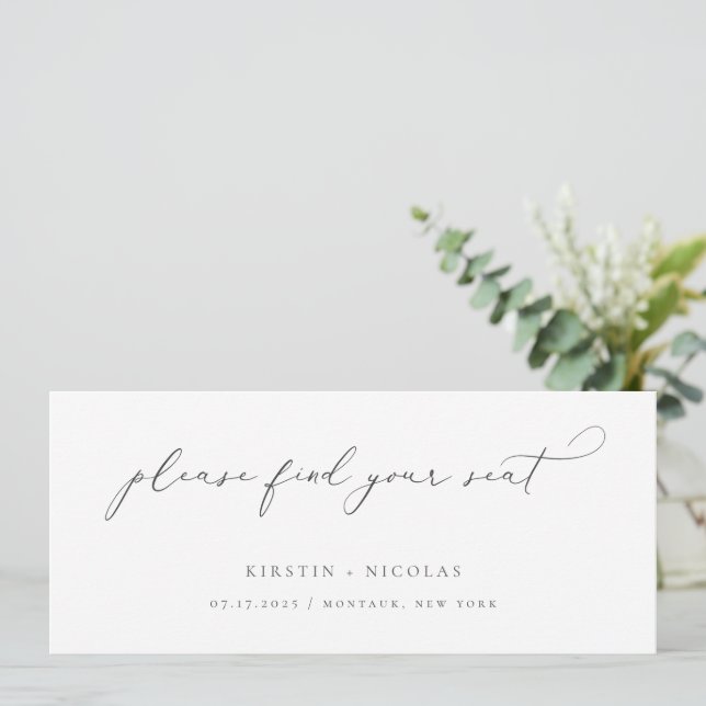 Minimalist Wedding Table Seating Card Header (Standing Front)