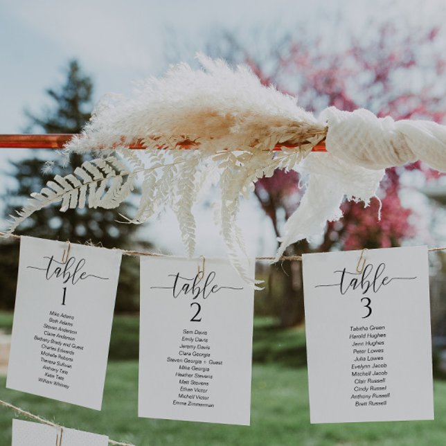 Minimalist Wedding Table Seating Chart Card  (Creator Uploaded)