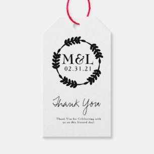 Minimalist Wedding Thank You Bold Wreath Gift Tags