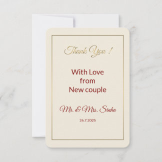 Minimalist Wedding Thank you Card. Card