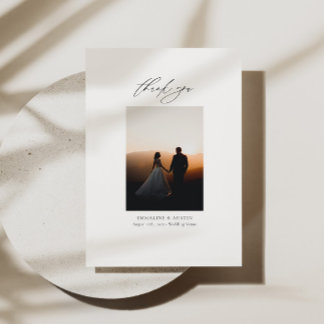 Minimalist Wedding Thank You Card with Photo