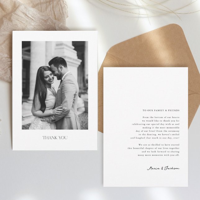 Minimalist Wedding Thank You Card with Photo (Creator Uploaded)