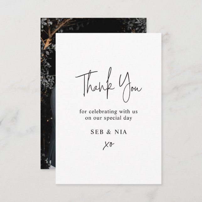 Minimalist Wedding Thank You Custom Photo Script (Front/Back)