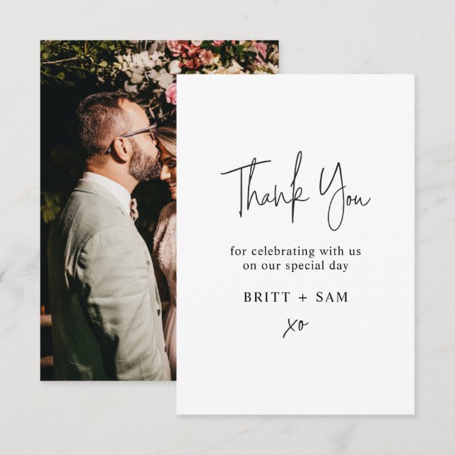 Minimalist Wedding Thank You Custom Photo Script (Front/Back)