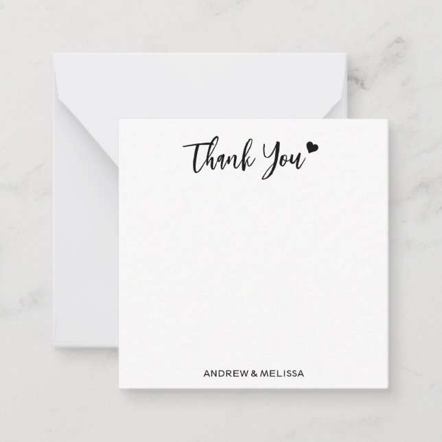 Minimalist Wedding Thank You Newlyweds Couple Card (Front)