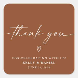 Minimalist Wedding Thank You Square Sticker