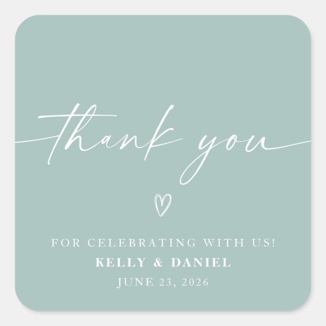 Minimalist Wedding Thank You Square Sticker (Front)