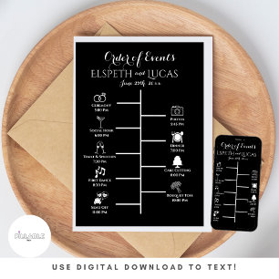 Minimalist Wedding Timeline Insert Custom Events Invitation