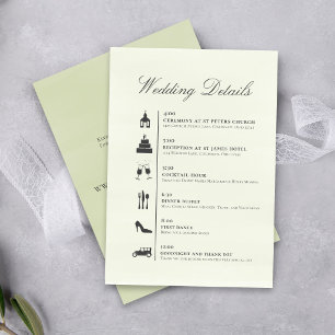 Minimalist Wedding Timeline QR Code Details Elegan Enclosure Card