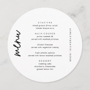 Minimalist Wedding Unique Circle Menu Cards