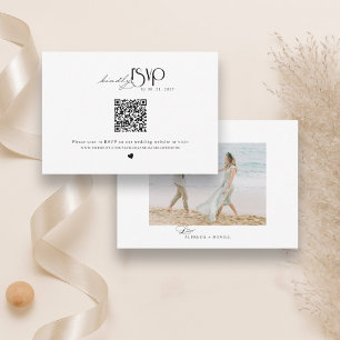 Minimalist Wedding Website QR Code RSVP Card