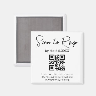 Minimalist Wedding Website RSVP QR Code Magnet