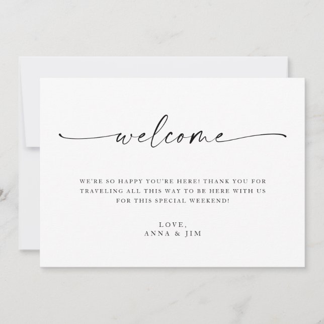 Minimalist Wedding Welcome Bag Insert Card (Front)