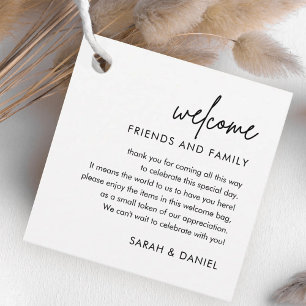 Minimalist Wedding Welcome Gift Bag Basket Favour Tags