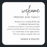 Minimalist Wedding Welcome Gift Bag Basket Square Sticker<br><div class="desc">Minimalist Wedding Welcome Gift Bag Basket Stickers</div>