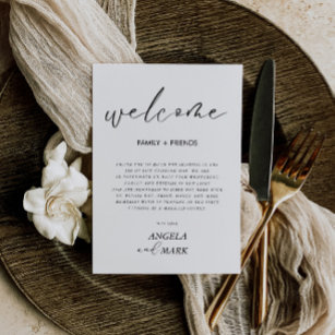 Minimalist Wedding Welcome Guest Thank You Card