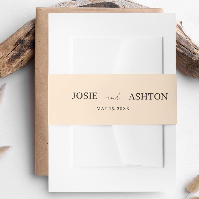 Minimalist Wedding White or Black Personalized Invitation Belly Band (Creator Uploaded)