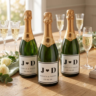 Minimalist Wedding Wine Bottle Labels Custom Date