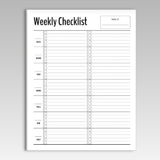 Minimalist Weekly Checklist Notepad