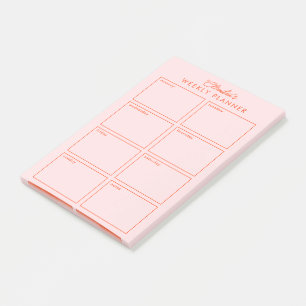 Minimalist Weekly Planner + Notes in pink and red