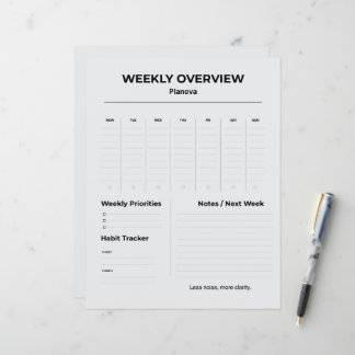 Minimalist Weekly Planner | Weekly Tasks Organizer