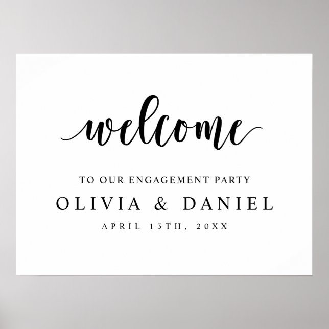 Minimalist Welcome To Our Engagement Party Poster (Front)